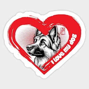 I Love My German Shepherd - Protective dog - I Love my dog Sticker